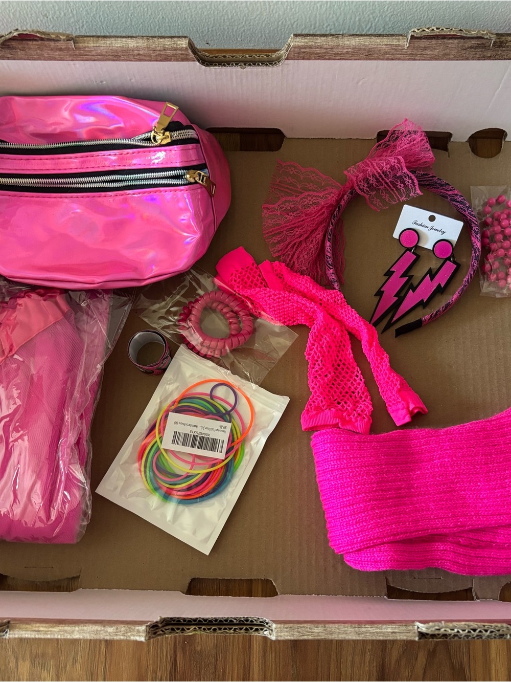 Neon Pink Accessories Set - Hot Pink Fashion Pack